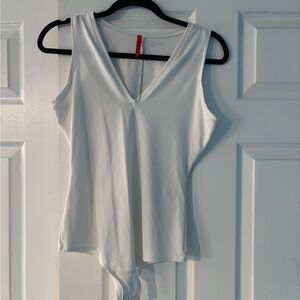 Spanx White Sleeveless V-Neck bodysuit